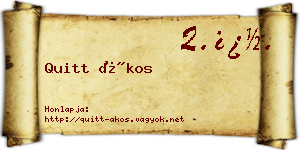 Quitt Ákos névjegykártya